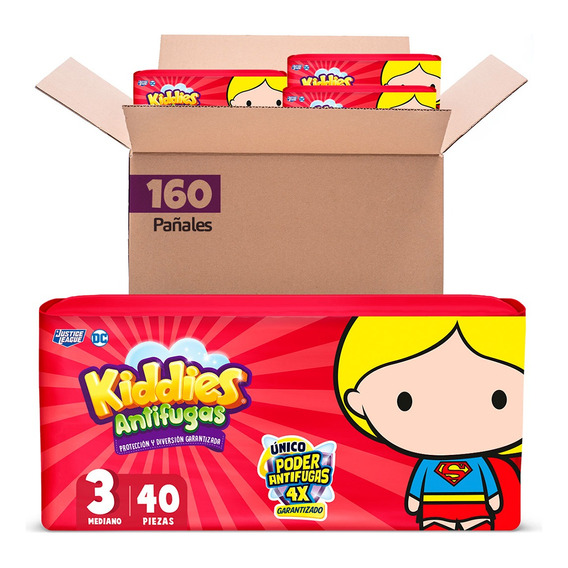 Caja Pañales Kiddies Antifugas Etapa 3 Unisex 160 U