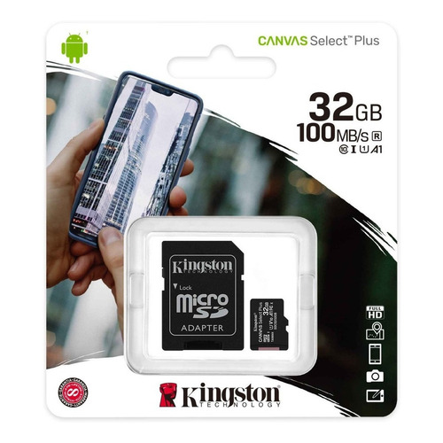 Tarjeta de memoria Kingston SDCS2  Canvas Select Plus con adaptador SD 32GB