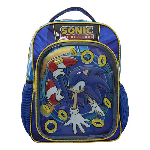 Set Mochila Lonchera Y Lapicera Escolar Grande Primaria Ruz Sonic 174842 Coleccion Rings Color Azul