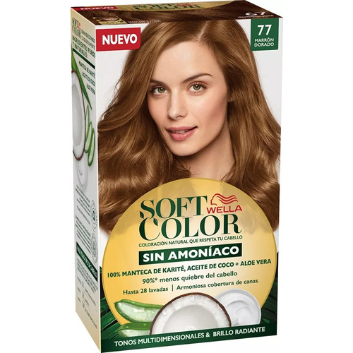 Kit Tintura Wella Professionals  Soft color Tinte de cabello tono 77 marron dorado para cabello