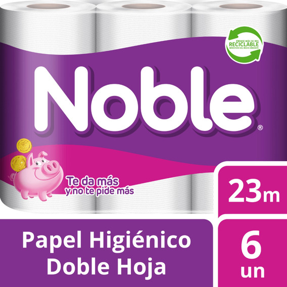 Papel Higiénico Noble Doble Hoja 6 Un 23 Mt