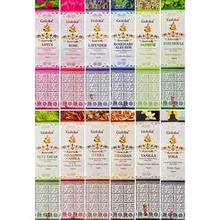 Incenso Indiano Massala - Goloka Ayurvedic - Kit C 12 Cxs Fragrância 12 Aromas