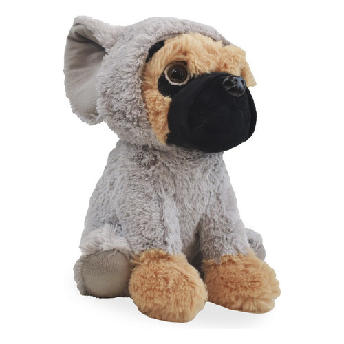 Peluche Perro Pug Disfrazado 25 Cm Color Gris