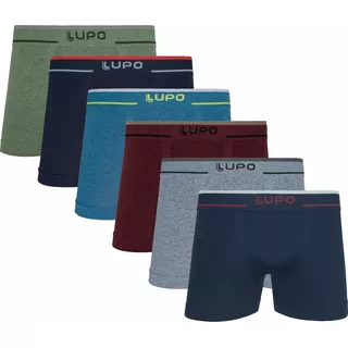 Cueca Lupo 733 Kit 6 Peças Boxer Microfibra Sem Costura