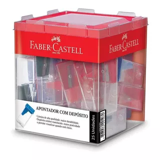 Apontador Com Deposito Faber Castell 4 Cores 25 Unidades