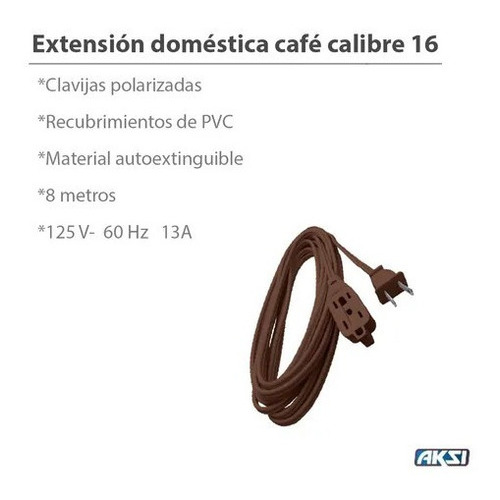 Extensión Domestica Cafe 8 Mts Calibre 16 Aksi 110339 