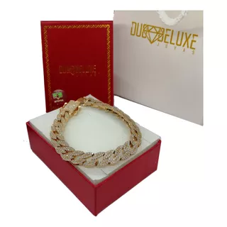 Pulsera Hombre Cubana Diamanta Baño Oro Rosa Duodeluxejoyas®