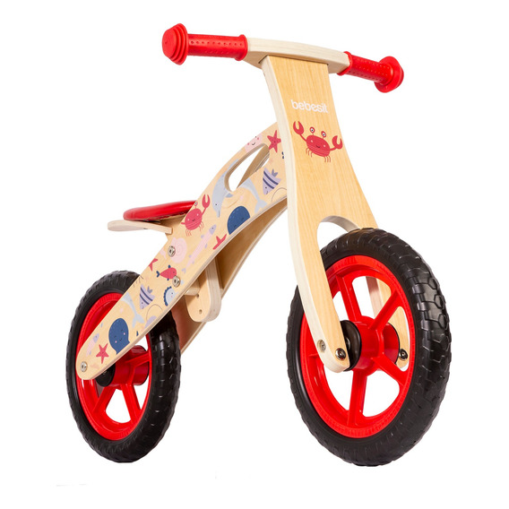 Bicicleta De Equilibrio Aprendizaje Madera Océano Rojo