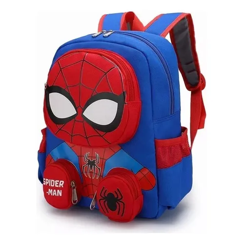 Mochila Impermeable Escolar Y Preescolar De Spiderman Color Azul Claro  Diseño De La Tela Small School Bag