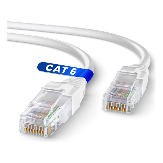 Cable De Red Ethernet Rj45 Utp Cat6 15 Metros Armado Blanco