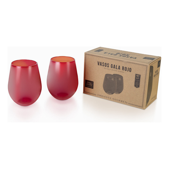 Vaso Gala Rojo 670 Ml Set X 2 Ambiente Gourmet