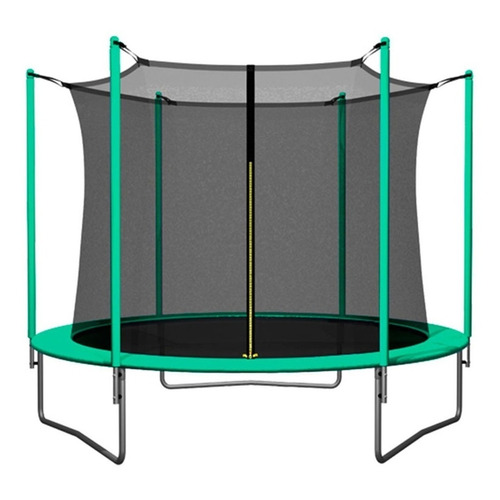 Cama elástica Femmto TPL10FT00 con diámetro de 3 m, color del cobertor de resortes verde y lona negra