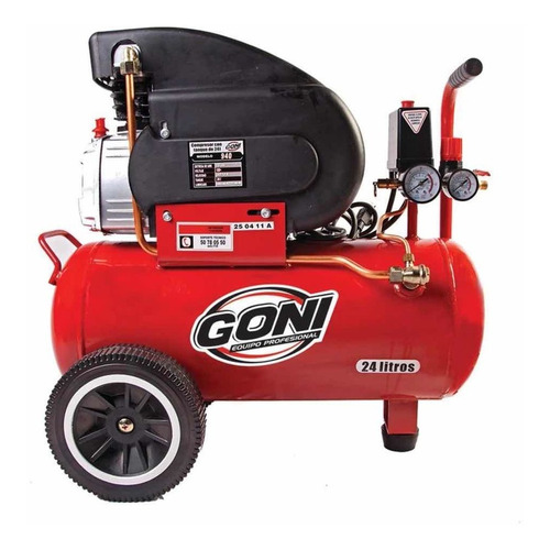 Compresor de aire eléctrico Goni 940 bifásica 24L 2.5hp 127V 60Hz rojo