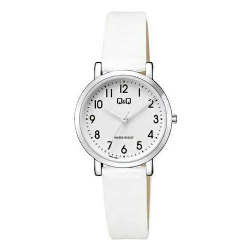 Reloj Q&q De Dama Modelo Q58a-008py Color de la correa Blanco Color del bisel Plateado Color del fondo Blanco