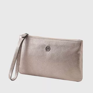 Bolsa Carteira Clutch Feminina Couro Bovino Mariart Cambará Cor Onix