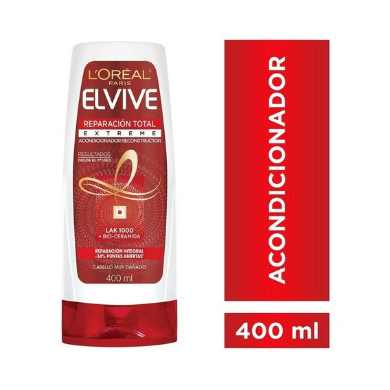 Acondicionador L'oréal Paris Elvive Reparación Total Extreme Para Cabellos Muy Dañados Botella 400 mL