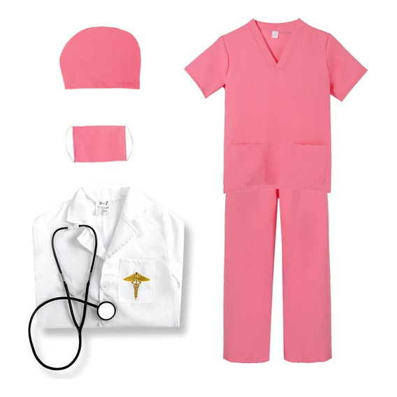 Disfraz Doctor Uniforme Completo Unisex+ Estetoscopio Medico