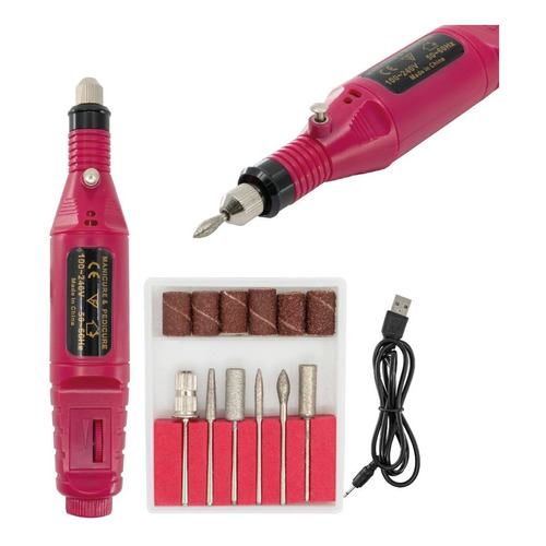 Kit Pulidor Esmeril De Uñas Drill Semiprofesional Pen Type 110V/220V