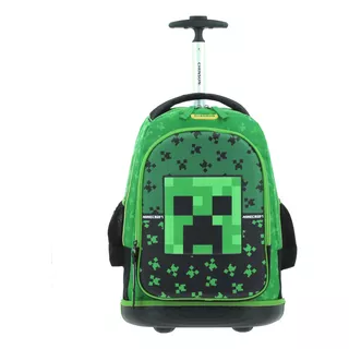 Mochila Chenson Ruedas Y Luz Niño Escolar Primaria Minecraft Dupper Mc66086-g Carro De Fabrica