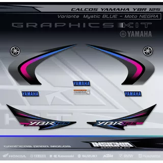 Calcos Yamaha Ybr 125 -variante Mystic Blue- Insignia Calcos