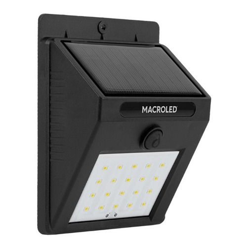 Reflector Led Solar Aplique Con Fotocelula 1,5w Macroled Carcasa Negro Luz Fria/Dia