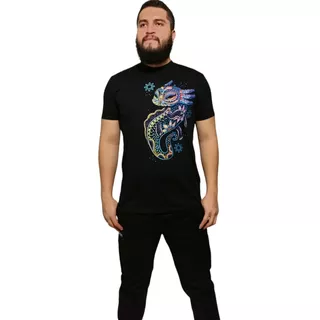 Playera Para Hombre Axolotl Huichol Fosforescente