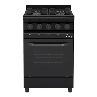 Cocina Industrial Saho Kuro 550 A Gas 4 Hornallas  Negra Puerta Con Visor 52l