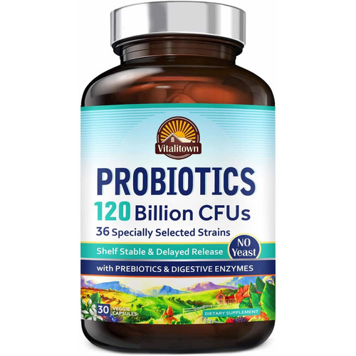 Suplemento en cápsula Vitalitown  Probiotics 120 Billion CFUs probióticos en pote 30 un