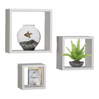 Juego X3 Repisas Flotantes Cubos Blanco Mate Decorativas  