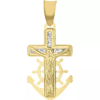 Dije Mini Ancla Cristo En Oro De 10 K + Obsequio + Envio