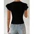 Blusa Camiseta Remera Negra De Dama Con Volado