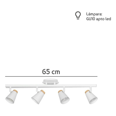 Aplique 4 Luces Eleanor Blanco Madera Barral Apto Led Mks