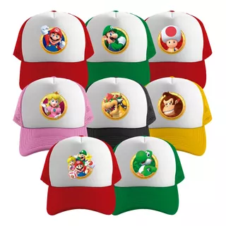 12 Gorras Trucker Mod Personajes De Mario Bros