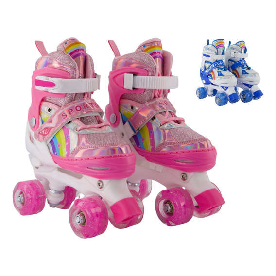 Patines De 4 Ruedas Led Para Niño Niña Ajustables Con Freno