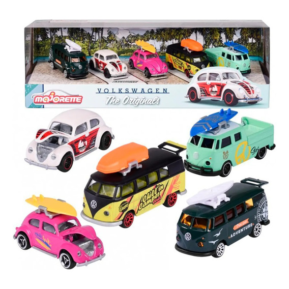 Autos De Metal Majorette Pack X5 De 7.5cm Volkswagen