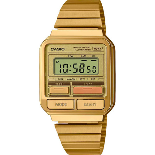 Reloj Casio Vintage A120weg-9adf *correa retro-futurista de color dorado