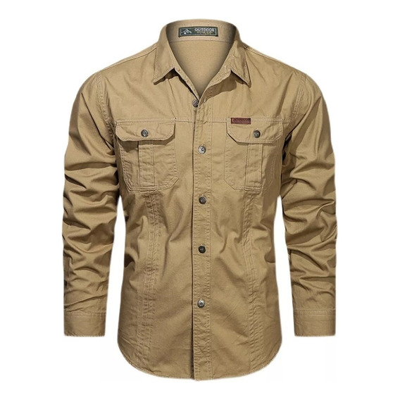 Camisa Casual De Cuello Solapa De Mezclilla Para Hombre