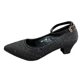 Zapato De Taco Bajo Con Diamantes 587-1