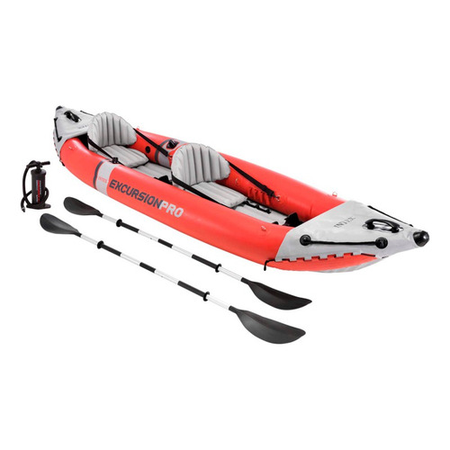 Kayak Inflable Excursión Pro Remo+inflador 384x94x46cm Intex Color Naranja/Gris
