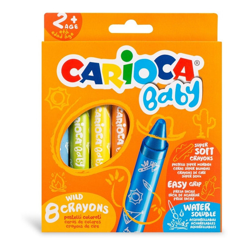 Crayones Ceras Carioca Baby Wild Gruesos Soft X 8 Unidades