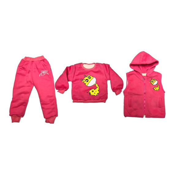 Conjunto Buzo Niños Niñas Forro Polar 3 Piezas. Invierno