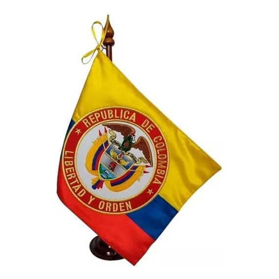 Banderín Con Base Para Escritorio Colombia Con Escudo 40 Cm.