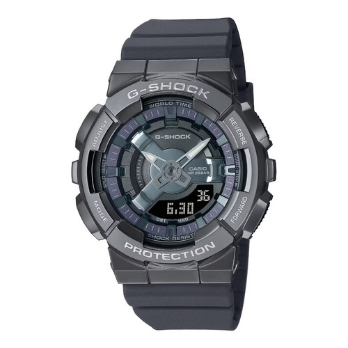 Reloj Casio Gm-s110b-8a G-shock Original Dama Color de la correa Gris Color del bisel Negro Color del fondo Negro