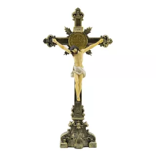 Crucifixo De Mesa Enfeite Religioso Católico De Resina 45 Cm