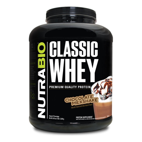 Classic Whey 5 Lb Nutrabio Proteina, Premium Protein Sabor Chocolate milkshake