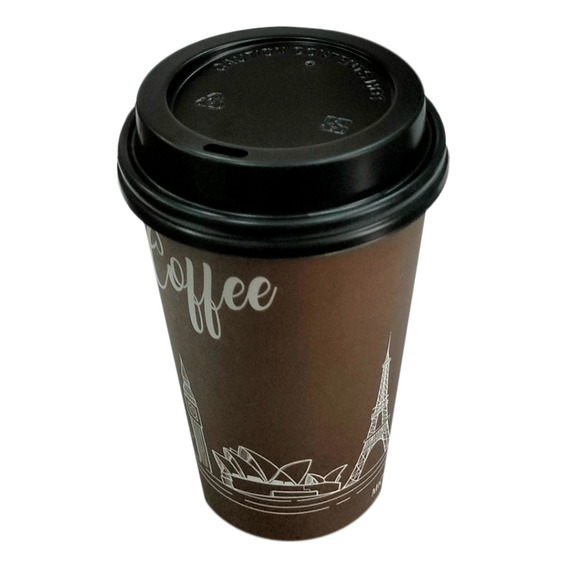 Vaso Desechable De Papel Con Tapa Para Café 16oz, 100 Juegos