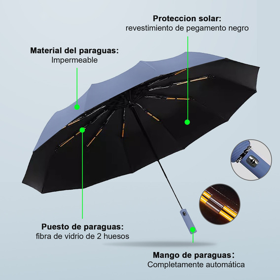 Sombrillas Paraguas De Bolsillo Mujer Hombre 60 Varillas
