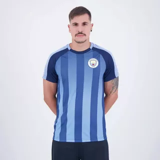 Camisa Time De Futebol Manchester City Stripes Marinho