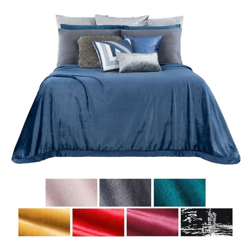 Cobertor King Size Liso Cobija Invernal Ligero Esquimal Color Saturno (azul)