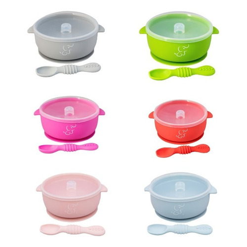 Set De 5 Bowls/tazón Grandes Papubaby Con Tapa +1 Extra Color Multicolor Bowl con succion